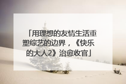 用理想的友情生活重塑综艺的边界，《快乐的大人2》治愈收官