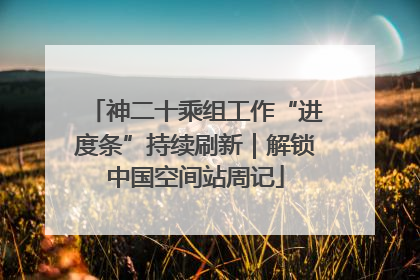 神二十乘组工作“进度条”持续刷新｜解锁中国空间站周记