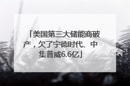 美国第三大储能商破产，欠了宁德时代、中集普威6.6亿