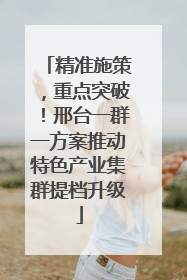精准施策，重点突破！邢台一群一方案推动特色产业集群提档升级