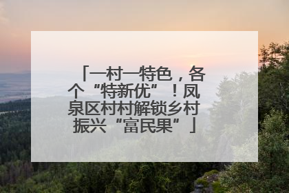 一村一特色，各个“特新优”！凤泉区村村解锁乡村振兴“富民果”