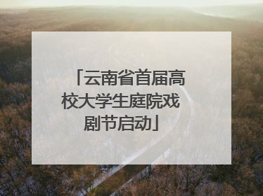 云南省首届高校大学生庭院戏剧节启动