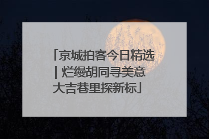 京城拍客今日精选｜烂缦胡同寻美意 大吉巷里探新标