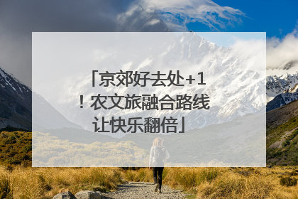 京郊好去处+1！农文旅融合路线让快乐翻倍