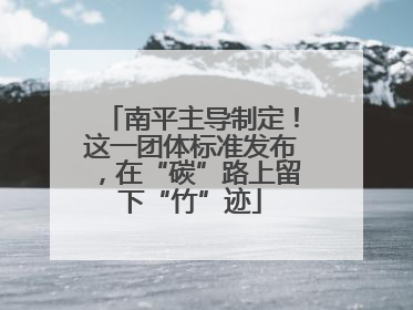 南平主导制定！这一团体标准发布，在“碳”路上留下“竹”迹