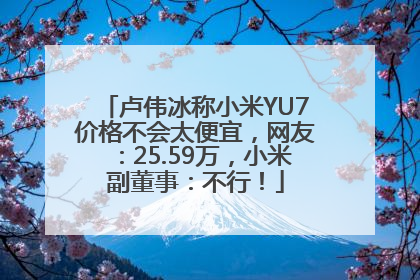 卢伟冰称小米YU7价格不会太便宜，网友：25.59万，小米副董事：不行！