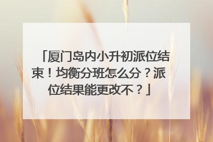 厦门岛内小升初派位结束！均衡分班怎么分？派位结果能更改不？
