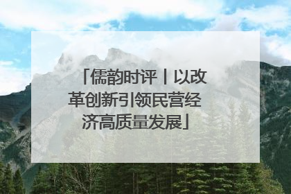 儒韵时评丨以改革创新引领民营经济高质量发展