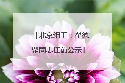 北京组工：翟德罡同志任前公示