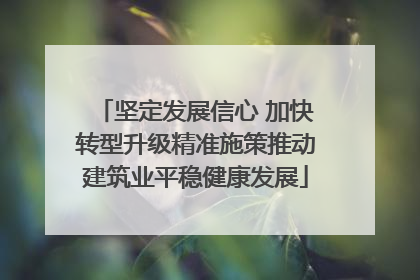 坚定发展信心 加快转型升级精准施策推动建筑业平稳健康发展