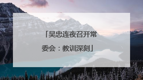 吴忠连夜召开常委会：教训深刻