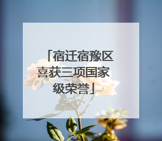 宿迁宿豫区喜获三项国家级荣誉