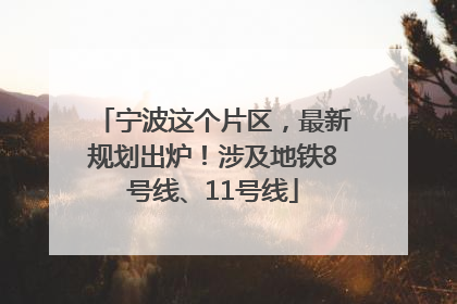 宁波这个片区，最新规划出炉！涉及地铁8号线、11号线