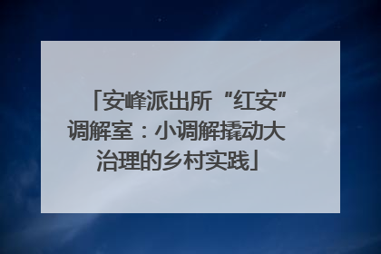 安峰派出所“红安”调解室：小调解撬动大治理的乡村实践