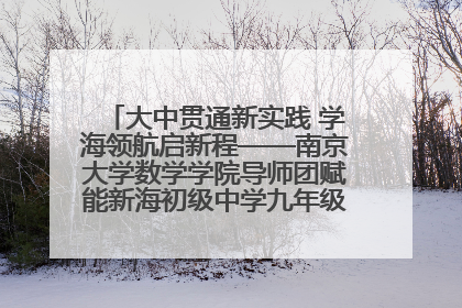大中贯通新实践 学海领航启新程——南京大学数学学院导师团赋能新海初级中学九年级学子生涯规划