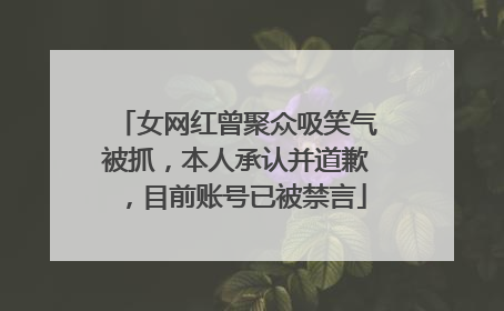 女网红曾聚众吸笑气被抓，本人承认并道歉，目前账号已被禁言