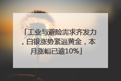 工业与避险需求齐发力，白银涨势紧逼黄金，本月涨幅已逾10%