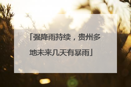 强降雨持续，贵州多地未来几天有暴雨