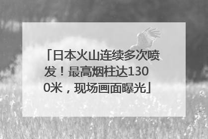 日本火山连续多次喷发！最高烟柱达1300米，现场画面曝光