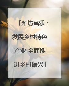 潍坊昌乐：发展乡村特色产业 全面推进乡村振兴