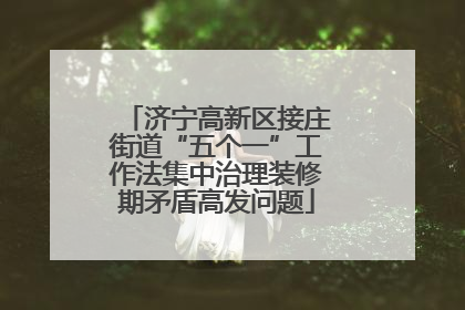 济宁高新区接庄街道“五个一”工作法集中治理装修期矛盾高发问题
