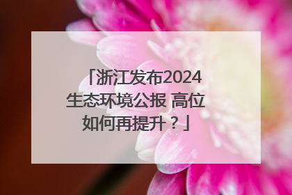 浙江发布2024生态环境公报 高位如何再提升？