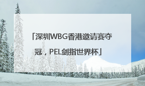 深圳WBG香港邀请赛夺冠，PEL剑指世界杯