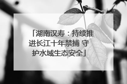 湖南汉寿：持续推进长江十年禁捕 守护水域生态安全