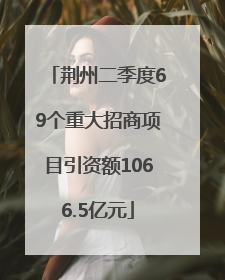 荆州二季度69个重大招商项目引资额1066.5亿元