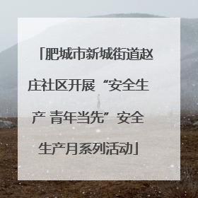 肥城市新城街道赵庄社区开展“安全生产 青年当先”安全生产月系列活动