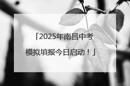 2025年南昌中考模拟填报今日启动！