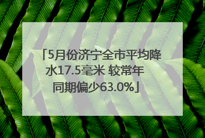 5月份济宁全市平均降水17.5毫米 较常年同期偏少63.0%